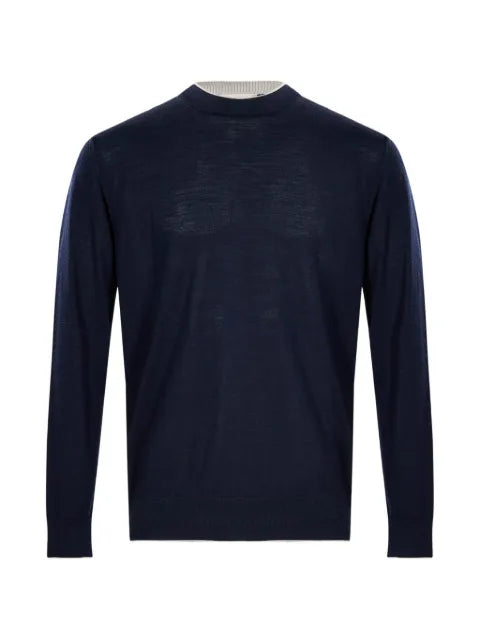 Eleventy contrast-trim fine-knit sweater