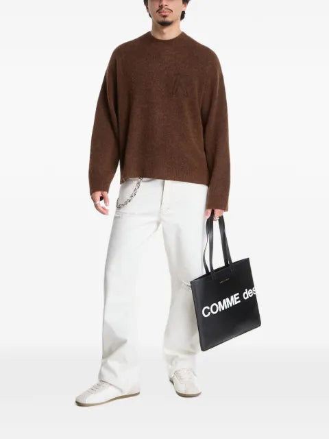 Represent logo-embroidered crew-neck sweater