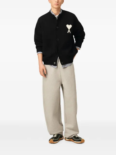 AMI Paris Crewneck wool cardigan with Ami de Coeur