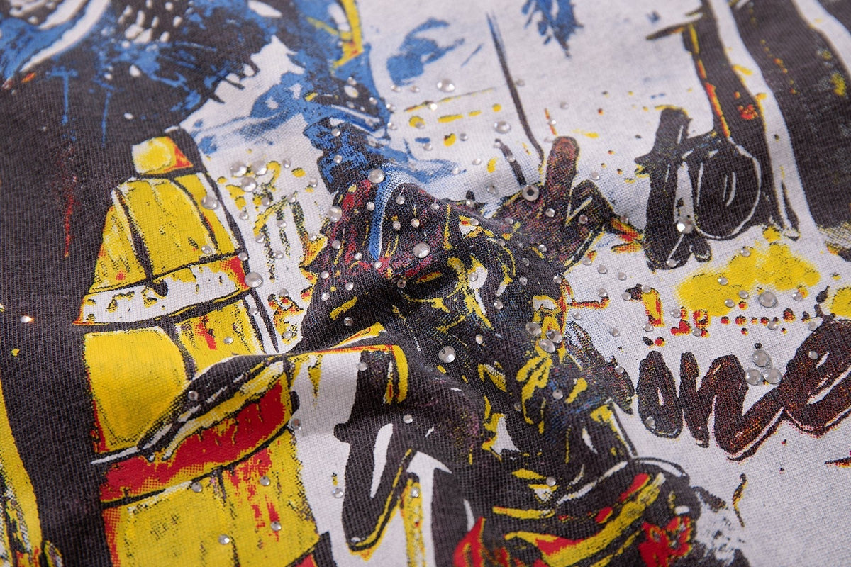 MAJESTIK Pink Rhinestone Distressed Graphic T-Shirt