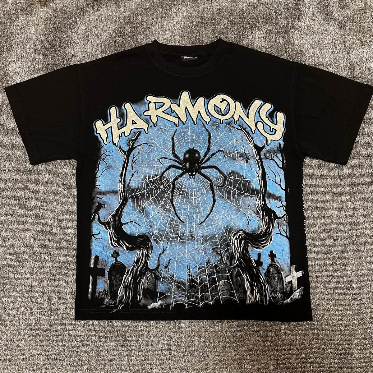 HARMONY Spider Web Graphic Black Short-Sleeve T-Shirt