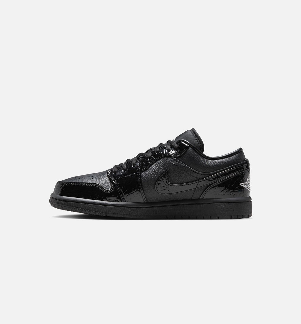 Air Jordan 1 Low Patent Elephant Women's Lifestyle Shoes - Black/White/Metallic Silver