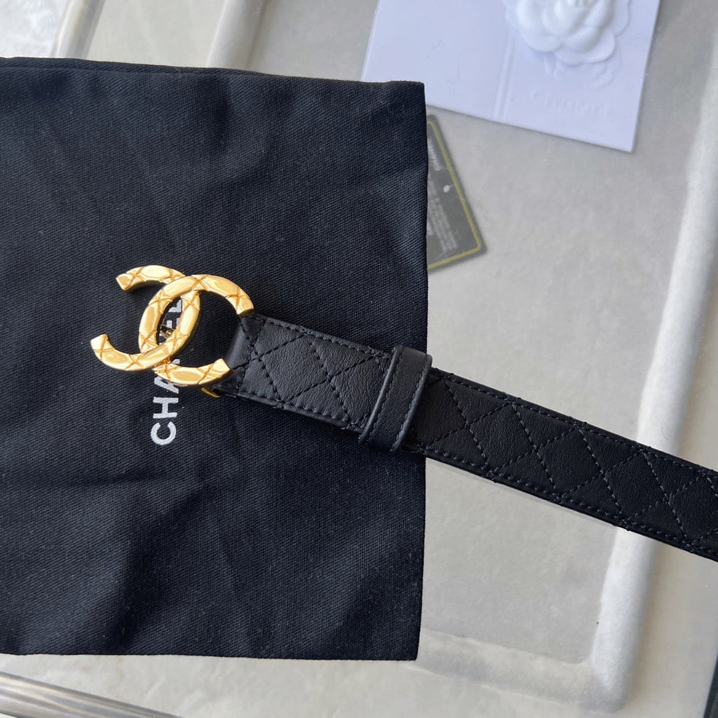 CHANEL 25S BELT 30 MM IN BLACK CALFSKIN 616605