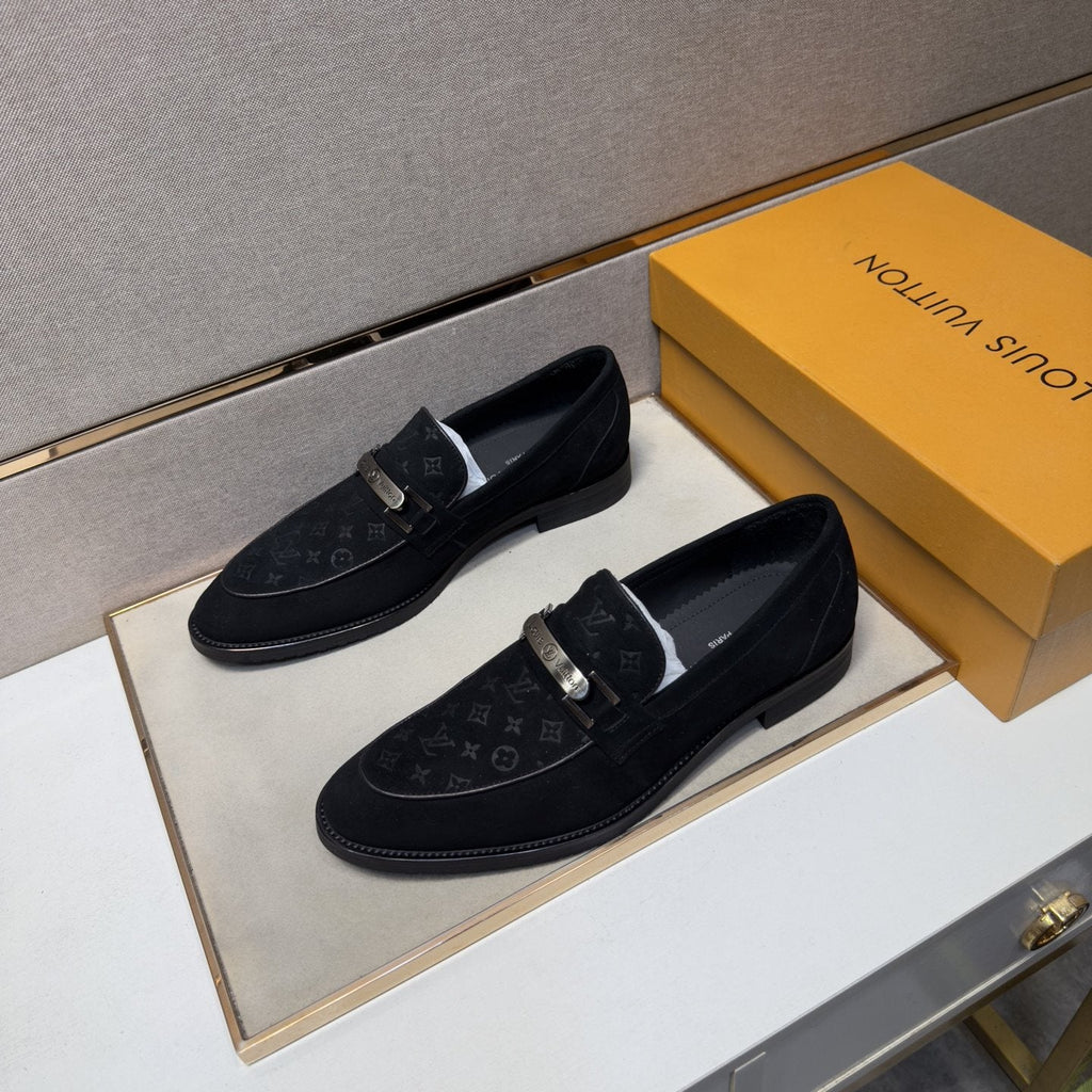 Louis Vuitton Men's Black Monogram Bar Loafers